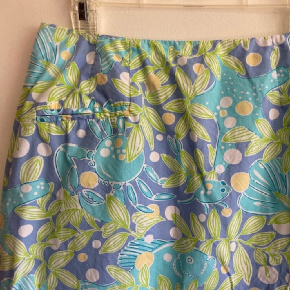LILLY PULITZER Sweet Blue Crabby Scalloped Hem Skirt White Label Size 10 - Picture 9 of 15